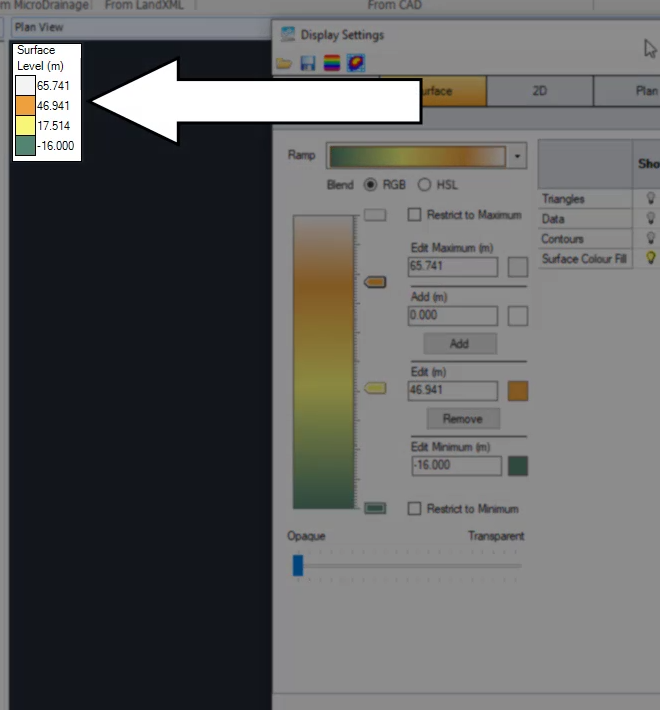 The Plan View’s key indicating the meaning of colors in the thematic map