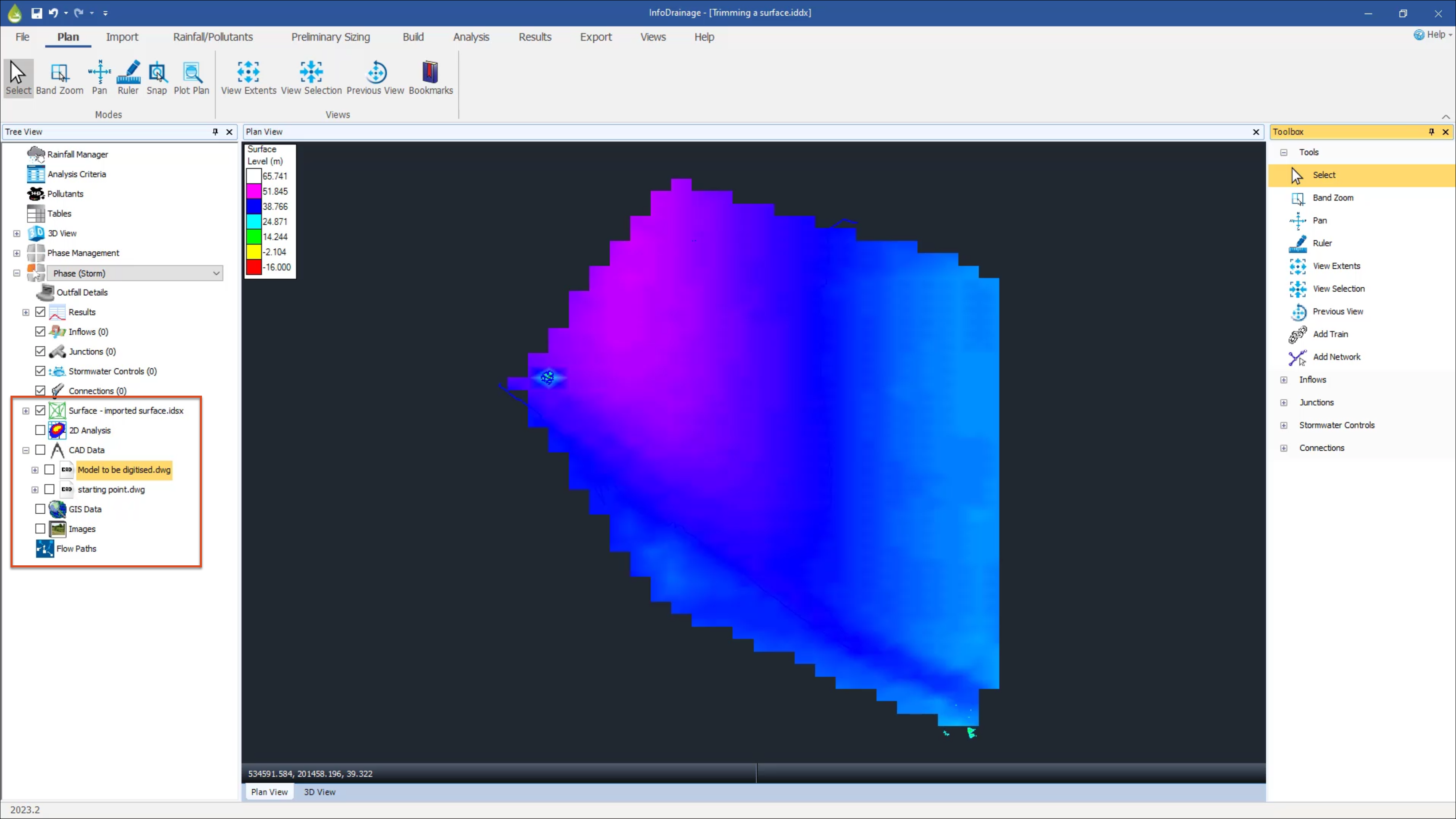 The model with the surface visibility toggled ON and CAD data toggled OFF.