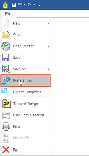 The InfoDrainage File menu with Preferences selected.