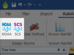 The Rainfall/Pollutants tab with updated rainfall design options