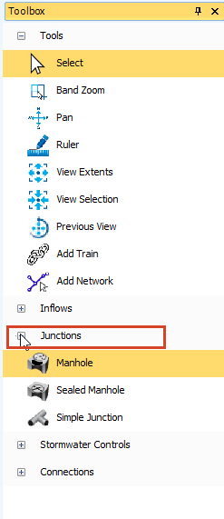 The Toolbox with Junctions expanded,