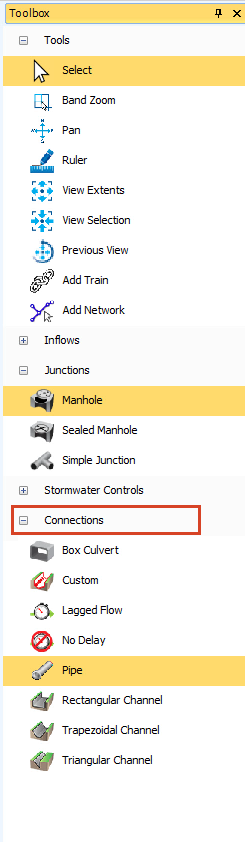 The Toolbox with Connections expanded.