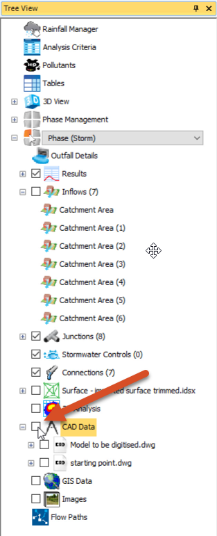 The Tree View with CAD Data toggled OFF.