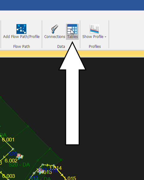 The ribbon, Build tab, Data panel, with Tables selected.