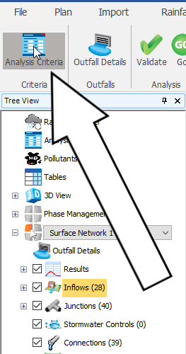 The ribbon with Analysis Criteria selected.