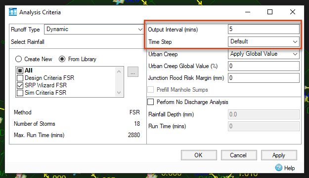 The Analysis Criteria dialog box with settings configured.