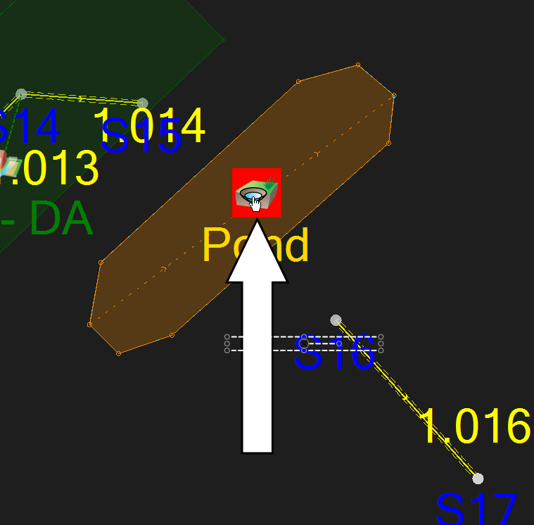 A closeup image of the Pond icon for selection. Opening it gives access to the pond's attributes for configuration.