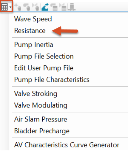 In the Model Explorer Auxiliary Calculator drop-down, Resistance called out with a red arrow.