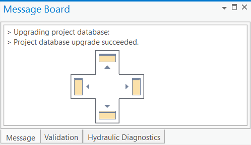 The Message Board, showing a directional graphic as the user is moving a panel.