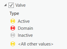 Valve symbols in the Contents panel.