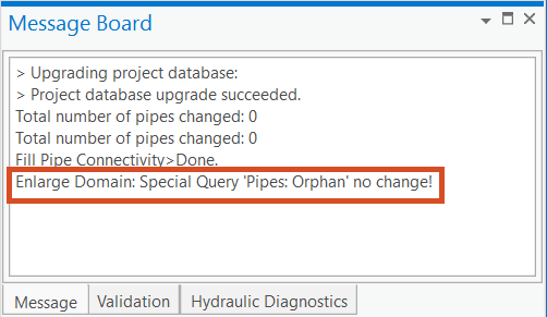 The Message Board reporting no change for orphan pipes