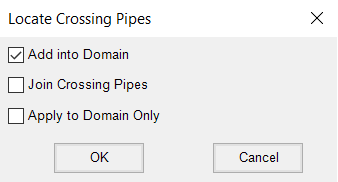 The Locate Crossing Pipes dialog box with Add into Domain enabled