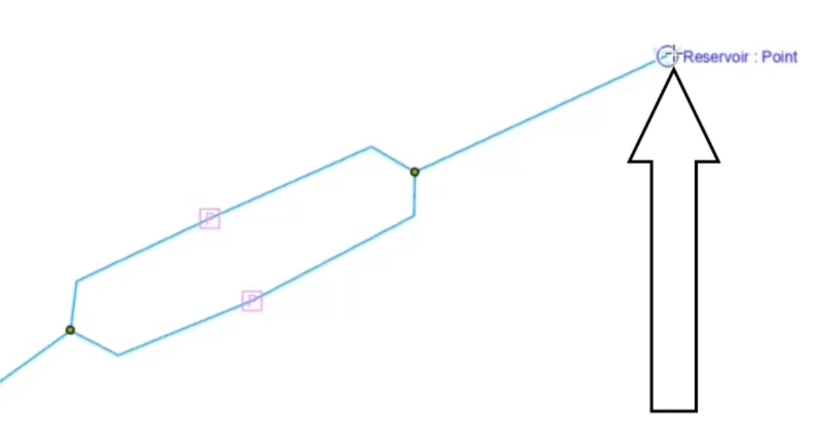 The model with a starting node selected for pipe creation.