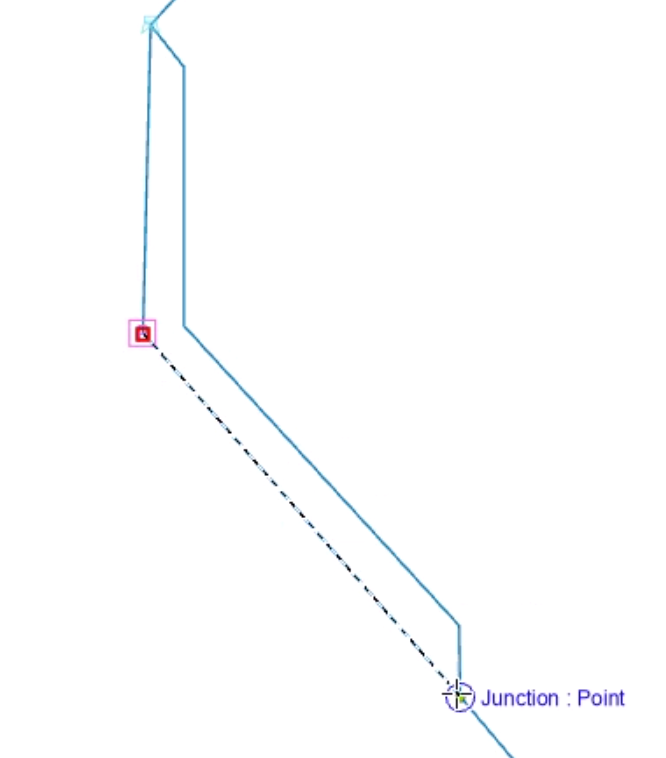In a zoomed-in view of the found location, the corresponding pipes being redrawn.