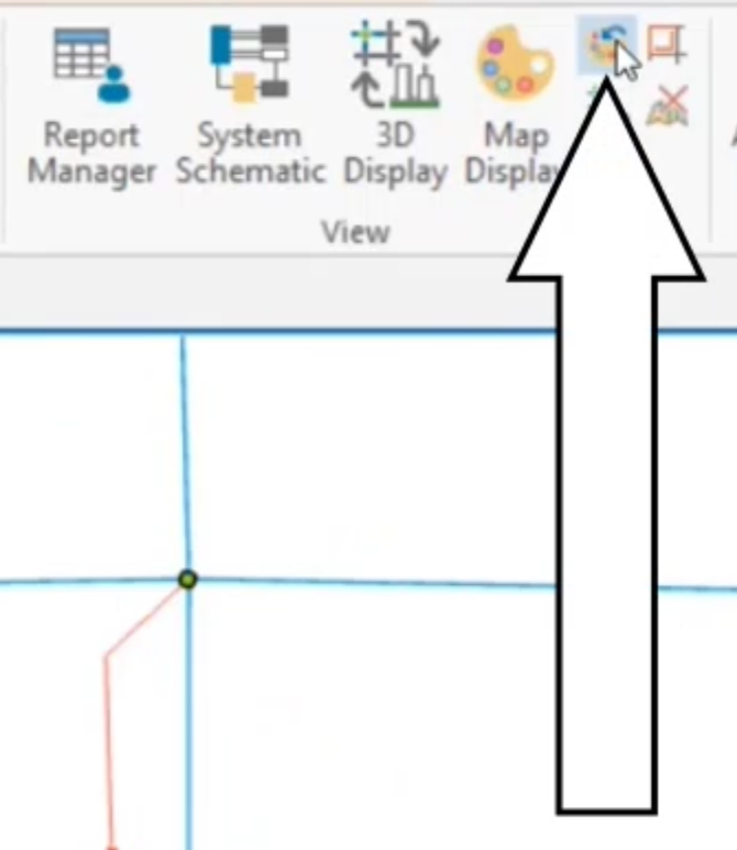 The View panel of the ribbon with Reset Map Display selected