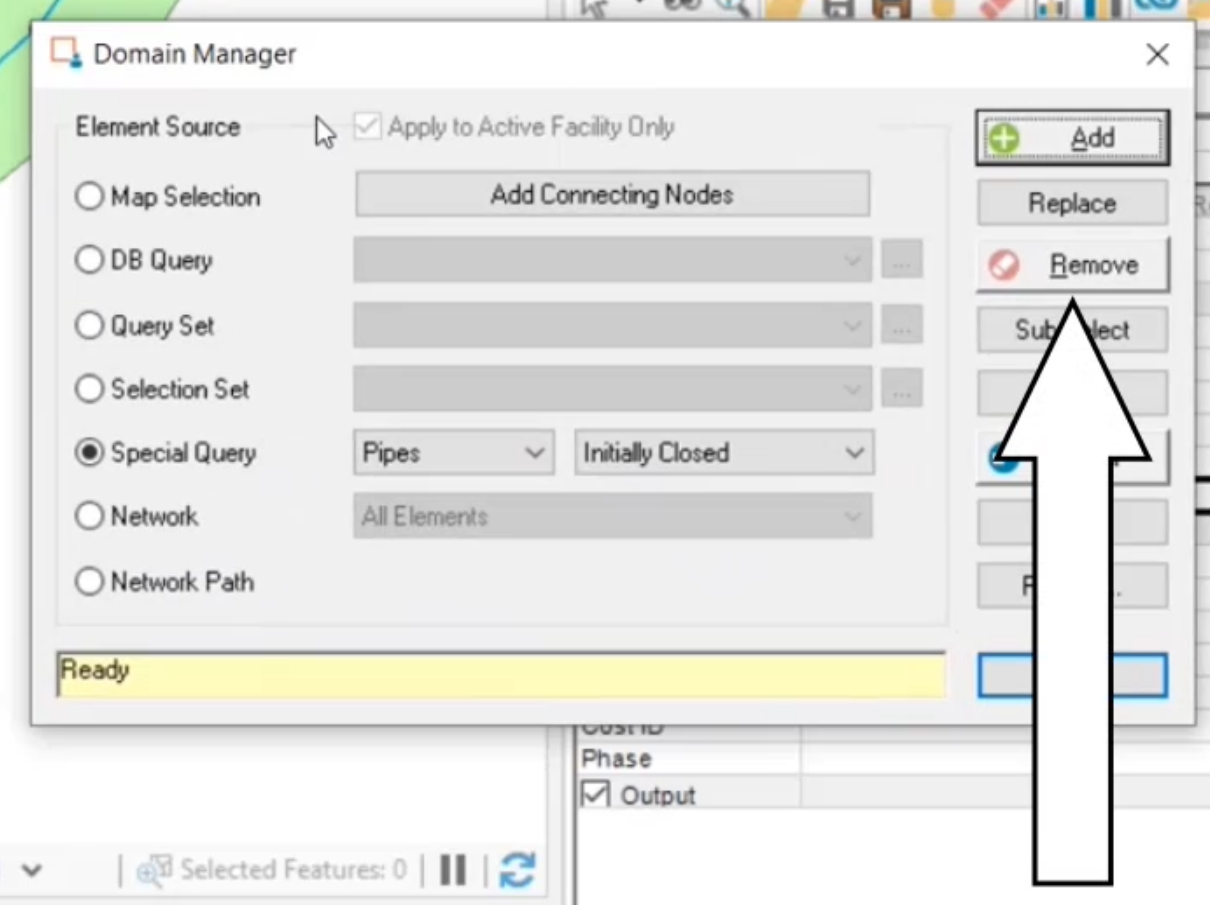 The Domain Manager, with Remove called out for selection so that a new query can be performed