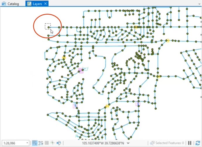 The Network map with a junction selected