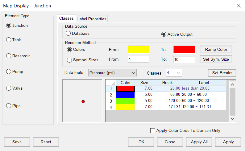 Map Display settings for junctions