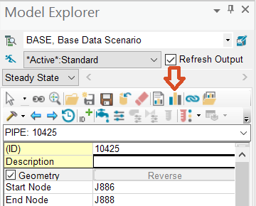 The Model Explorer Attribute tab toolbar, with the Graph tool highlighted