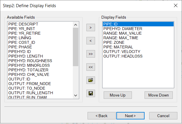 The Step 2 page of the Customize Report Manager wizard with settings for this tutorial