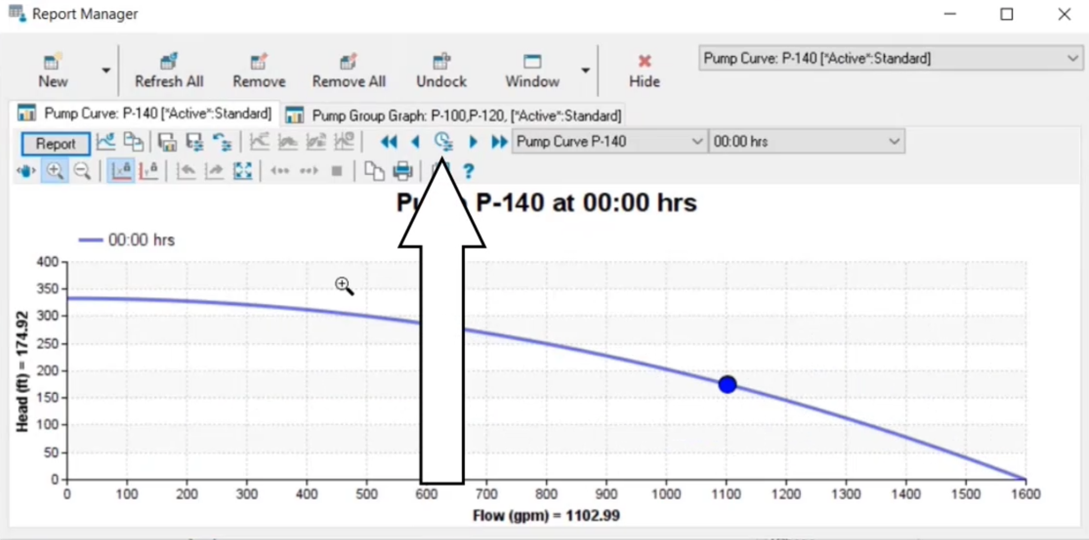 The Report Manager dialog box, with Display Settings called out