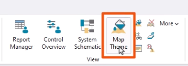 The View panel, with Map Theme being selected and highlighted in red.