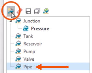 The Map Theme dialog, with Pipe selected for the element type, and New being selected and highlighted in red.