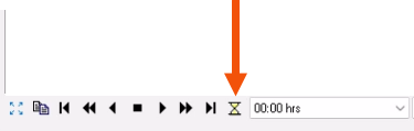 In the Animation Viewer, the Delay Setting hourglass icon called out with a red arrow.