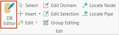 The DB Editor tool in the Edit panel of the InfoWater Pro tab of the ribbon