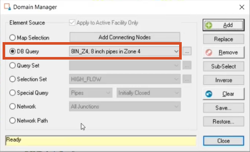 Domain Manager with DB query selected