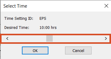 The Select Time popup set to 10:00 hours.