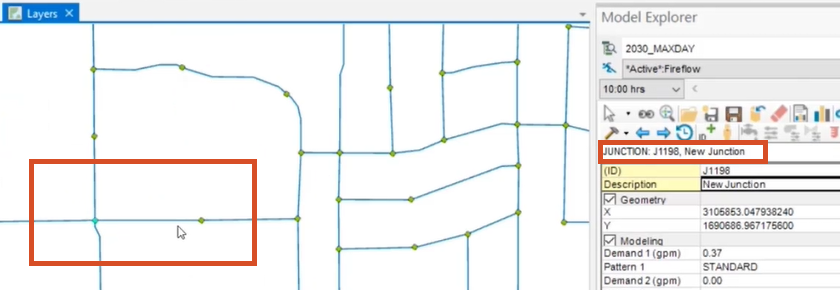 The Network map, showing the two junctions to select