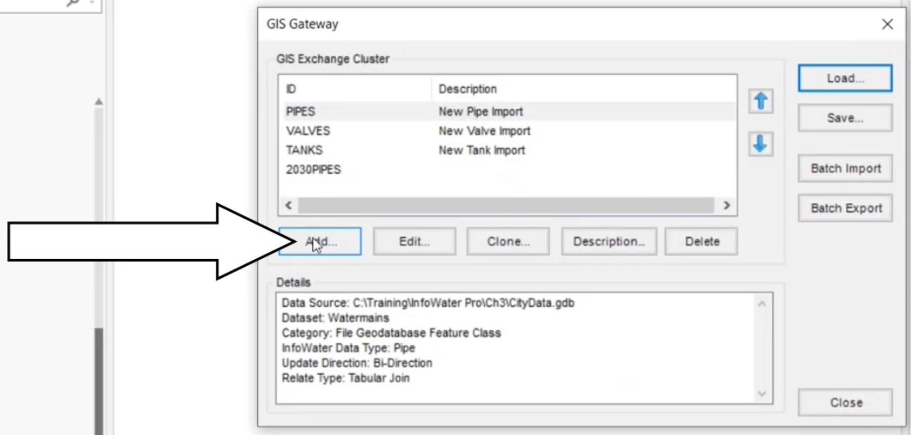 The GIS Gateway dialog with Add called out.