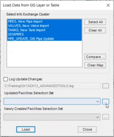 The Load Data from GIS Layer or Table dialog box with the More button highlighted.