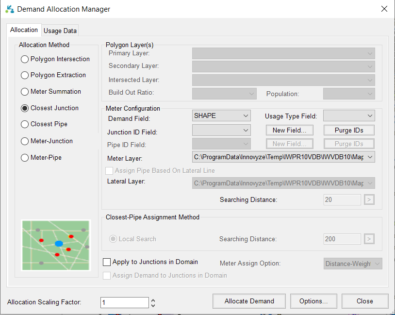 The Demand Allocation Manager dialog box.