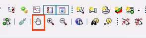 The ICM toolbars with the Pan button highlighted in the GeoPlan Tools toolbar.