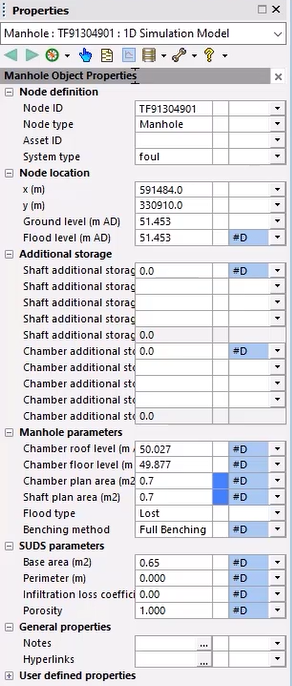 The Object Properties window, displaying the object properties for a single selected node.