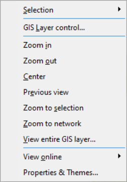 The GeoPlan shortcut menu, showing the list of initial options.