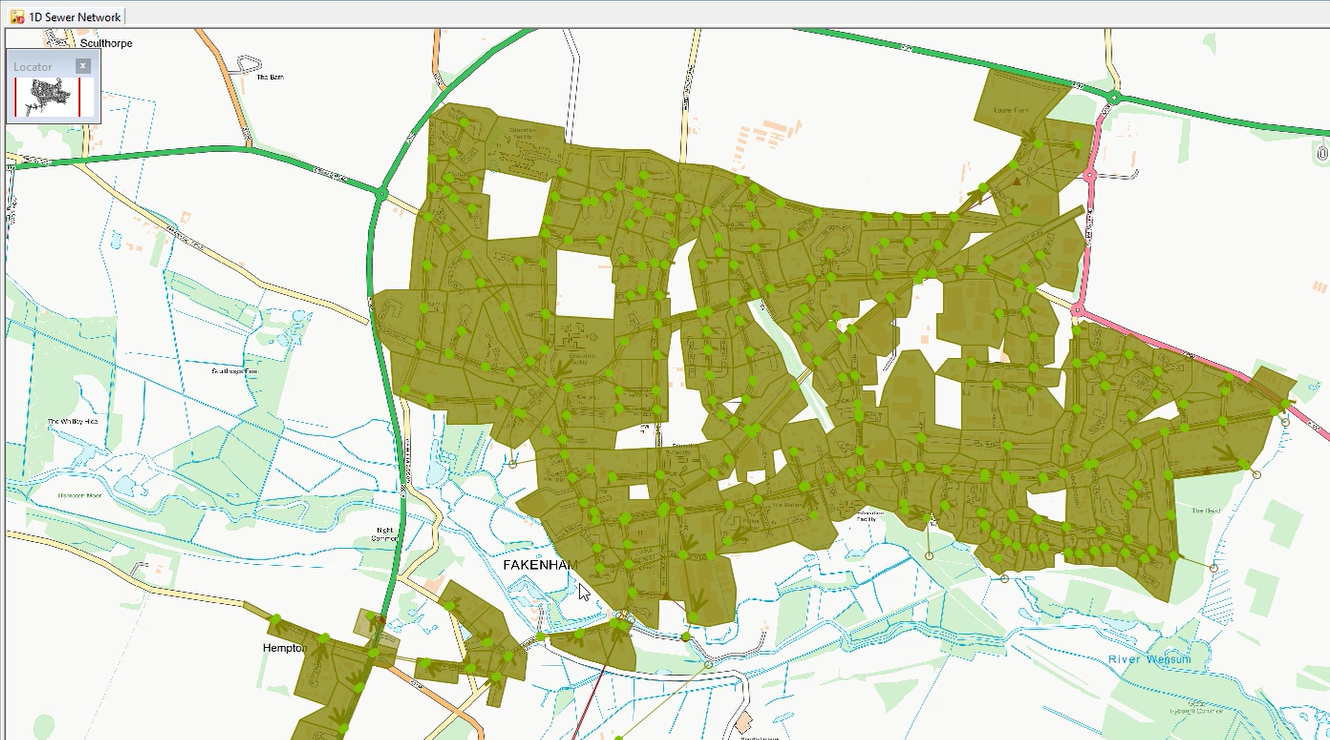 The network model open in the GeoPlan, with the background mapping layer added.