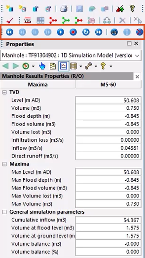 The Replay Control toolbar, which includes options to view and replay time-varying simulation results, highlighted in red.