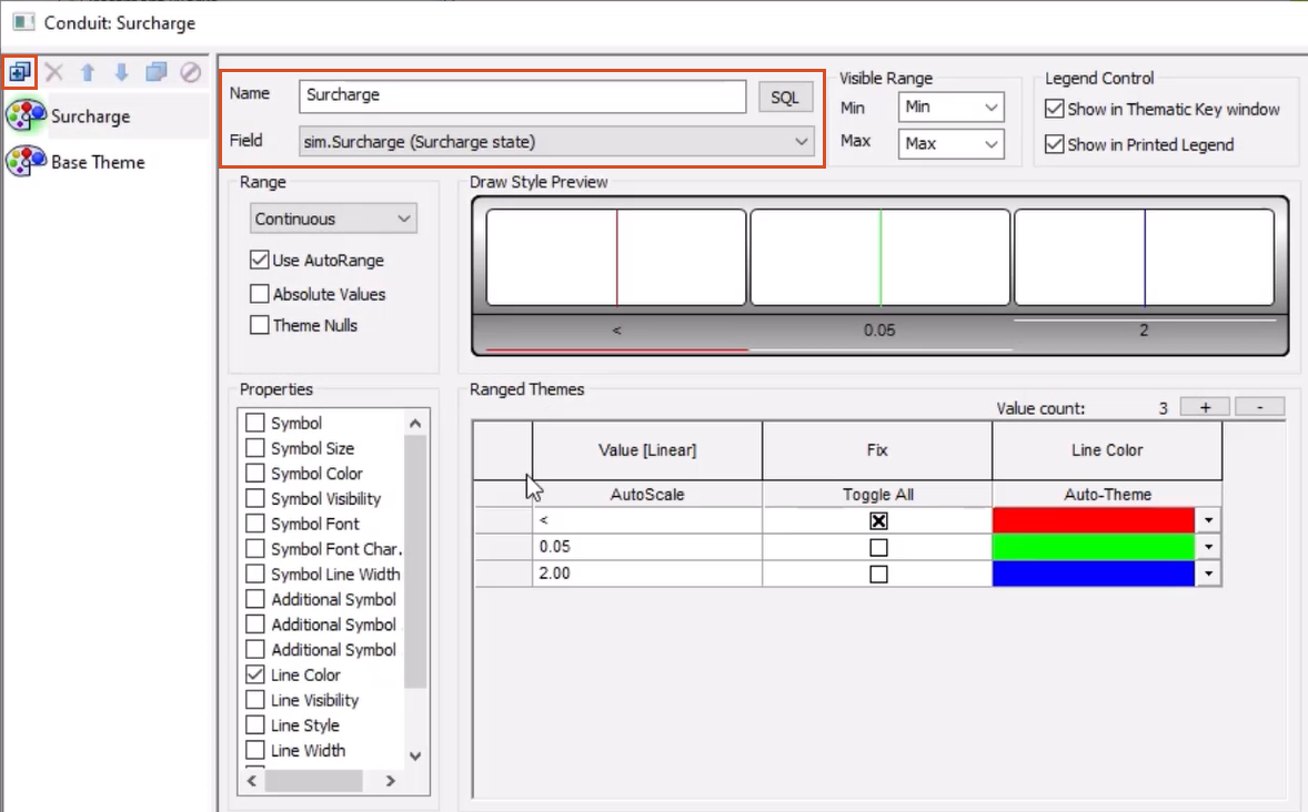 The Layer Theme Editor with the Add New button and the Name and Field settings highlighted.