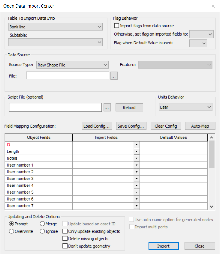 The Open Data Import Center (ODIC) used to import Bank line data in this example.