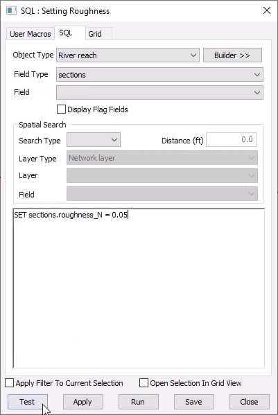 In the SQL dialog box, all parameters are set and the query is entered for this exercise.