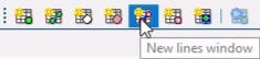 In the Modelling Grid Windows toolbar, the New lines window button is selected.