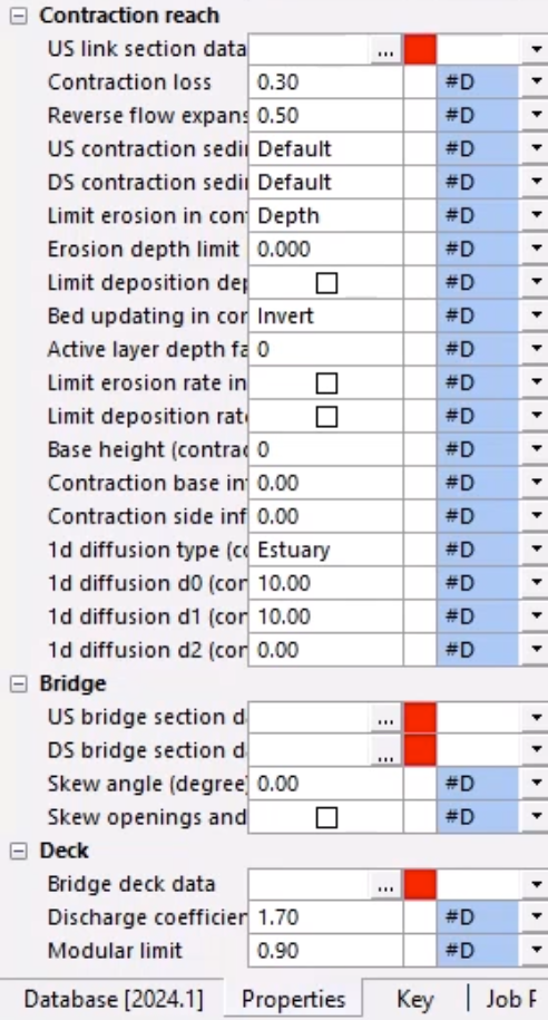 In the Properties window for the new bridge link, inline validation errors appear against all of the empty section data.