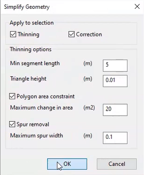 The Simplify Geometry dialog box.