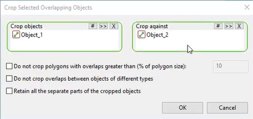 The Crop Selected Overlapping Objects dialog box.