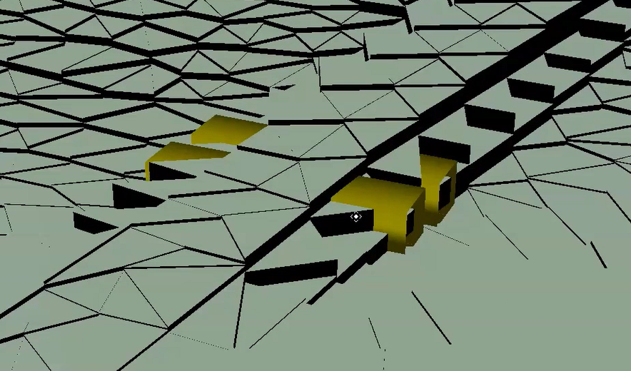 A 3D view of the two conduits forming the underpass through the embankment.