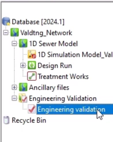 The Explorer window, showing the new Engineering validation object being double-clicked to open it.