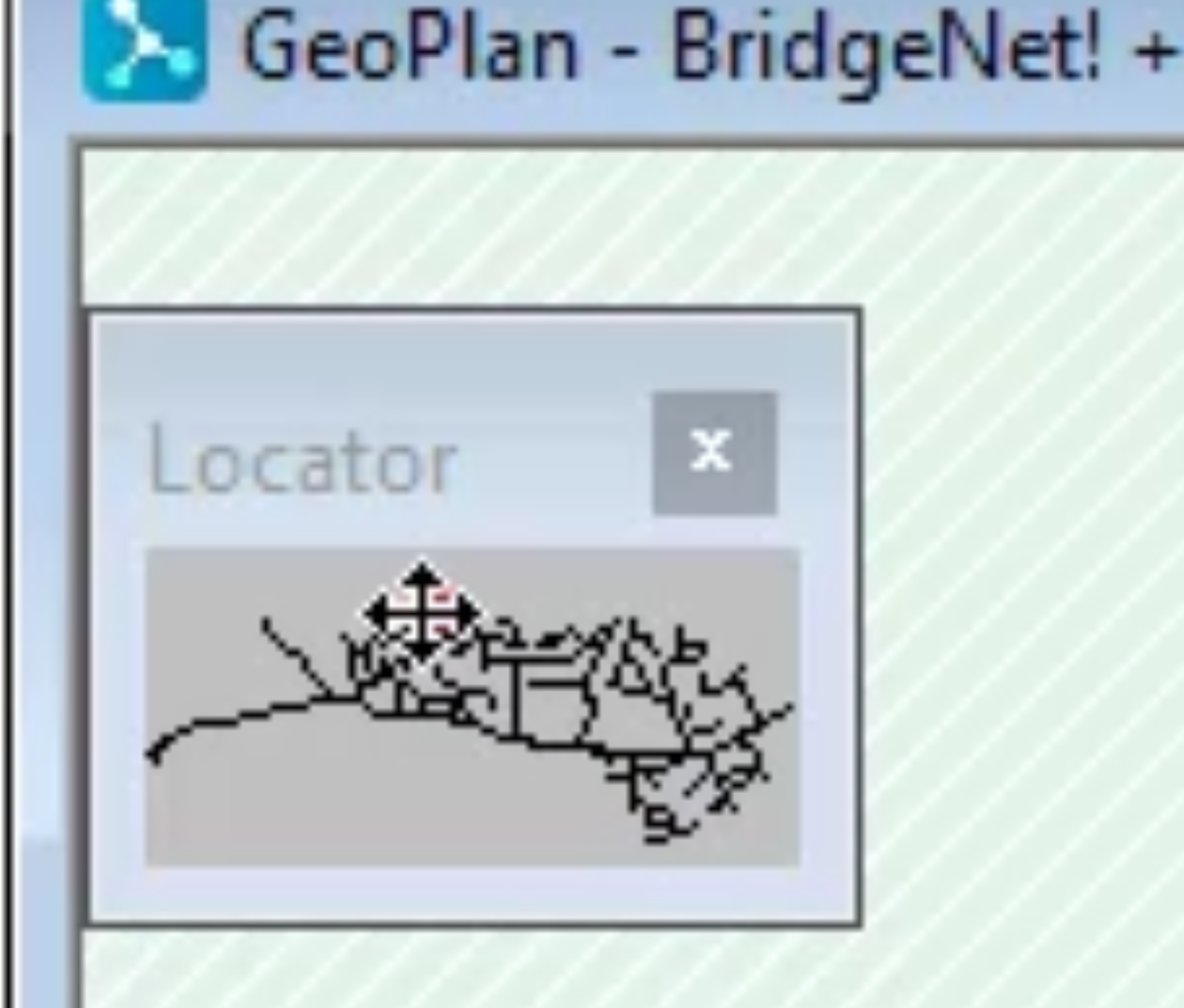 The GeoPlan Locator map with the highlight box selected and the cursor changed to a move icon.